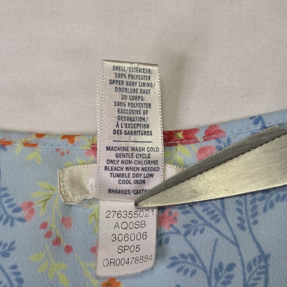 Old Navy Vtg Womens Floral Babydoll Top Medium Satin Trim y2k Fairycore Coquette - Picture 5 of 7